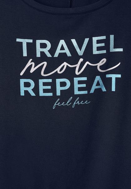 T-Shirt mit Wording Print deep blue