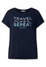 T-Shirt mit Wording Print deep blue