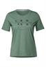 T-Shirt mit Wording Print raw salvia green