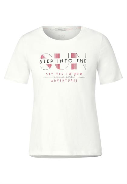 T-Shirt mit Wording Print vanilla white