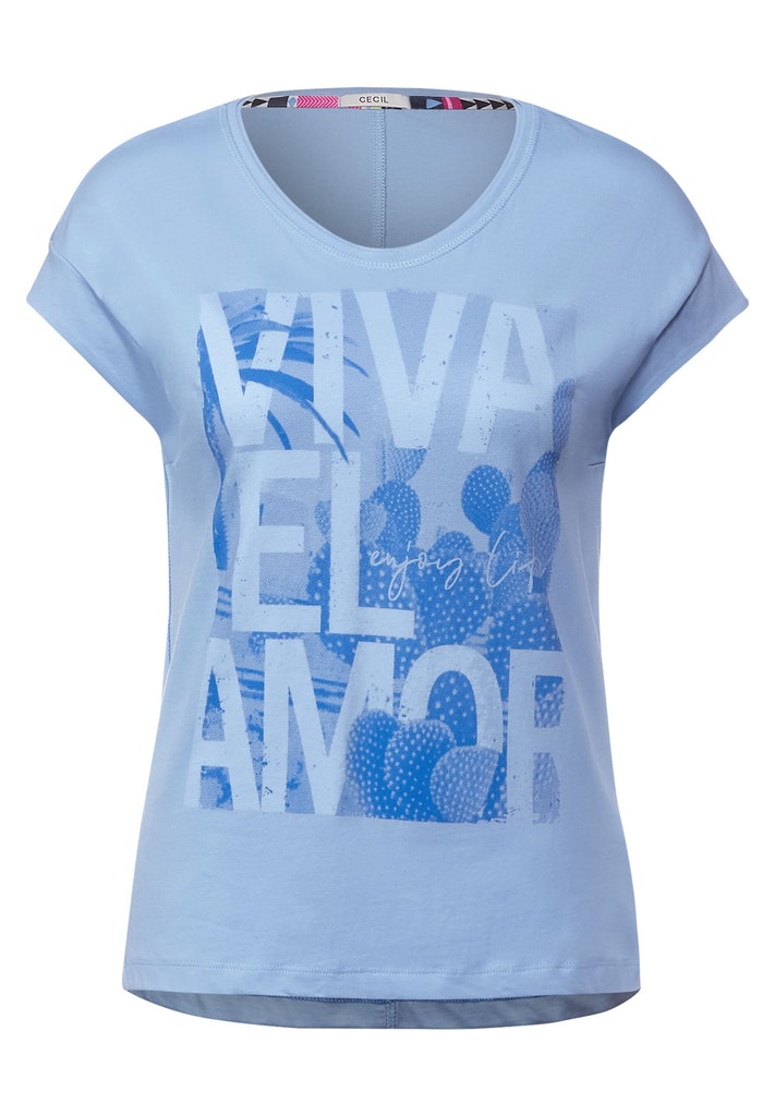Cecil Damen T-Shirt T-Shirt mit Wordingprint inka blue bequem online kaufen  bei
