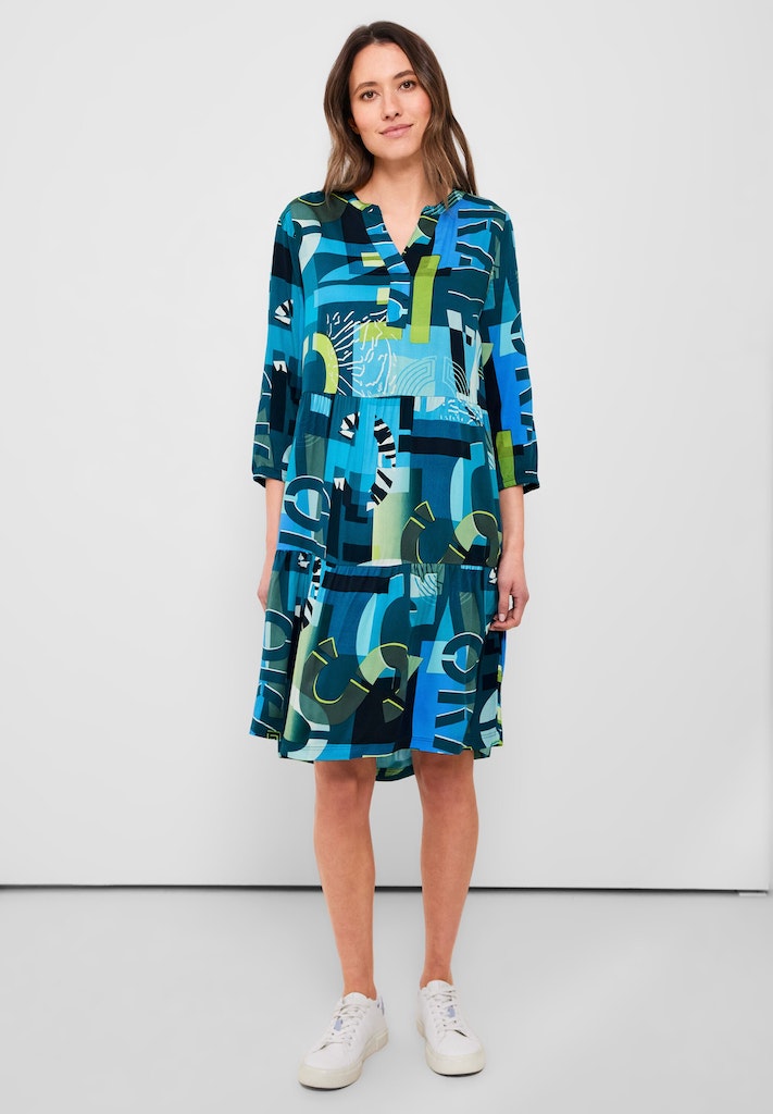 Cecil Damen Kleid teal blue bequem online kaufen bei