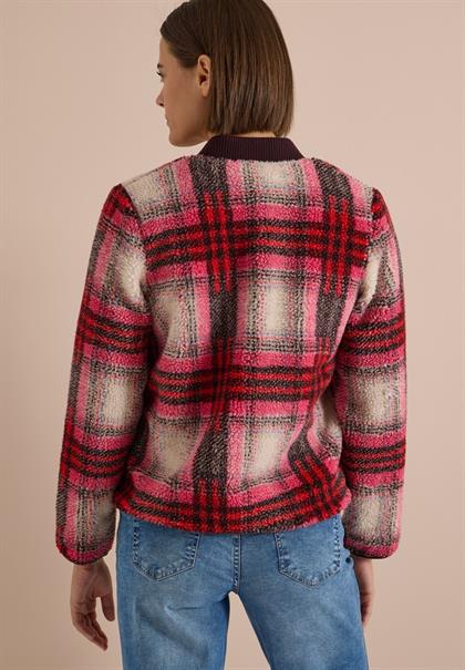 Teddy-Blouson mit Softshelldetails berry red