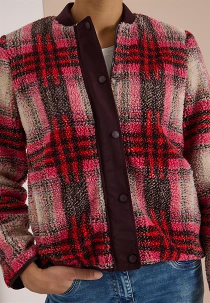 Teddy-Blouson mit Softshelldetails berry red