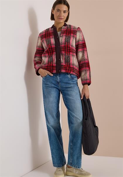 Teddy-Blouson mit Softshelldetails berry red