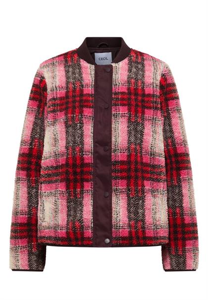 Teddy-Blouson mit Softshelldetails berry red