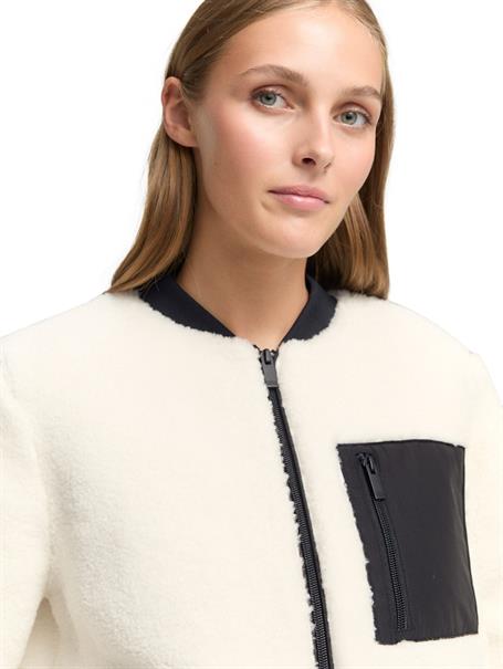 Teddy Jacke mit Bomberkragen light cream beige