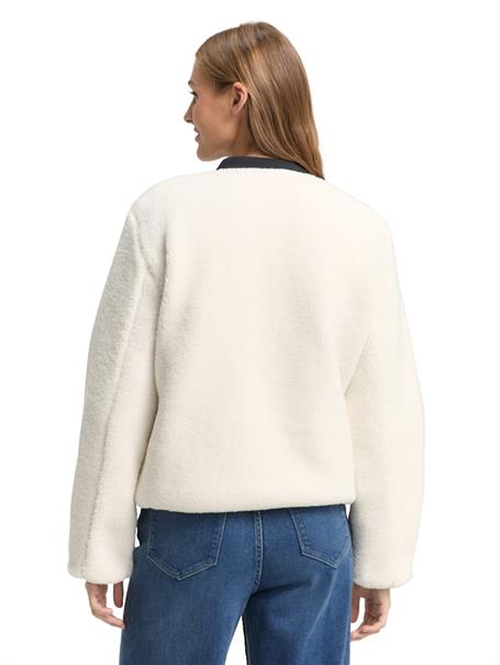 Teddy Jacke mit Bomberkragen light cream beige