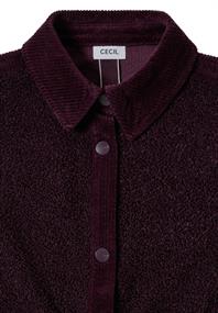 Teddy-Jacke mit Corddetails eggplant red