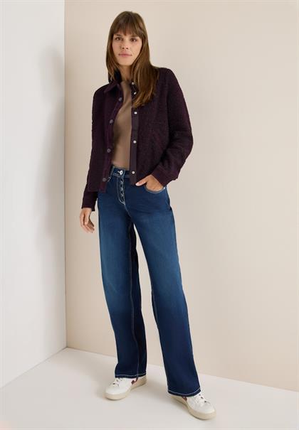 Teddy-Jacke mit Corddetails eggplant red