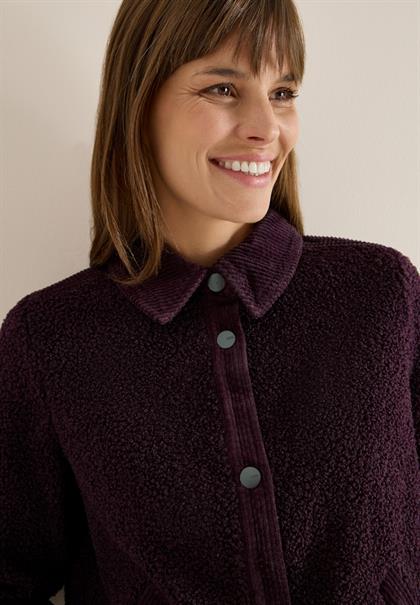 Teddy-Jacke mit Corddetails eggplant red