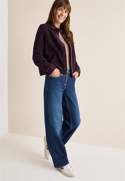 Teddy-Jacke mit Corddetails eggplant red