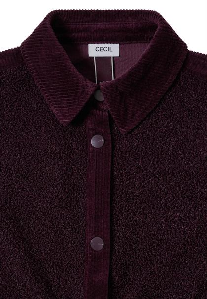 Teddy-Jacke mit Corddetails eggplant red