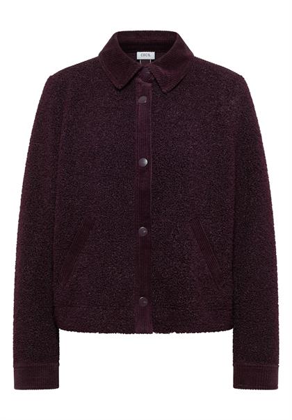 Teddy-Jacke mit Corddetails eggplant red