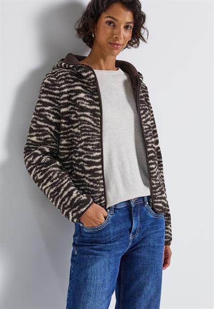 Teddy Jacke mit Kapuze deep roast brown