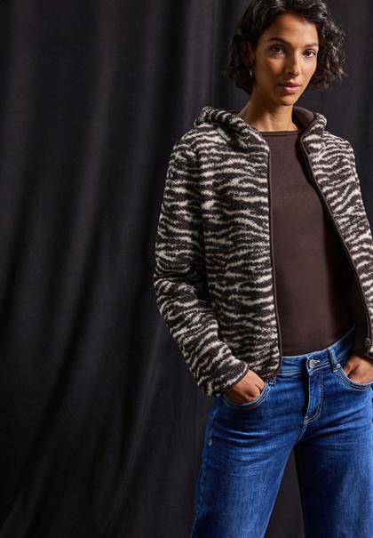 Teddy Jacke mit Kapuze deep roast brown