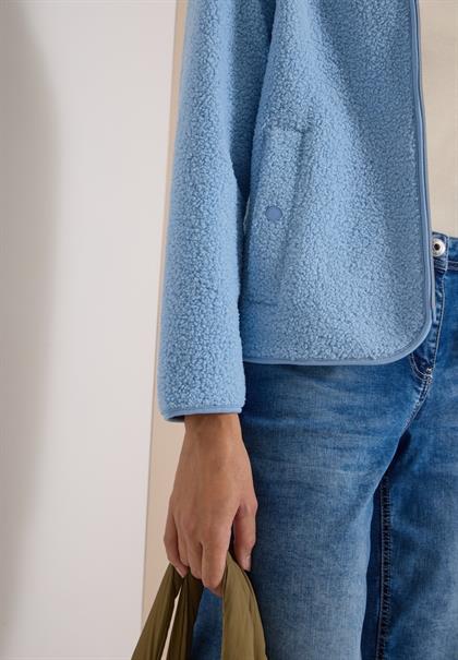 Teddy-Jacke mit Kapuze in Unifarbe easy blue