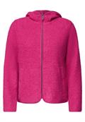Teddy-Jacke mit Kapuze in Unifarbe pink flash