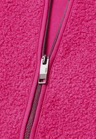 Teddy-Jacke mit Kapuze in Unifarbe pink flash