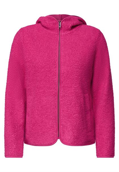 Teddy-Jacke mit Kapuze in Unifarbe pink flash