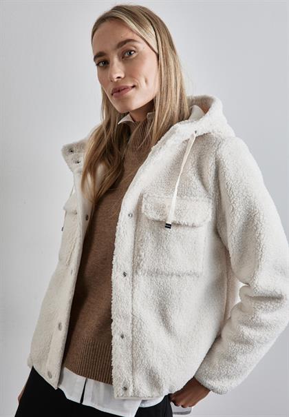 Teddy-Jacke mit Kapuze lucid white