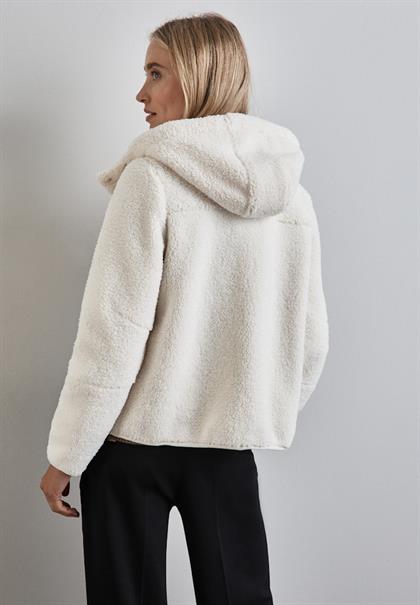 Teddy-Jacke mit Kapuze lucid white