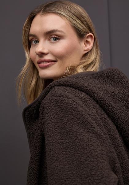 Teddy-Jacke mit Kapuze molten earth
