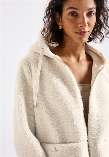 Teddy Jacke mit Kapuze pastel sand
