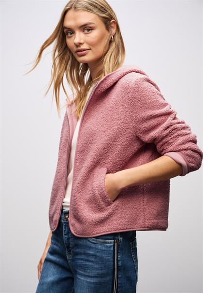 Teddy-Jacke mit Kapuze powder pink
