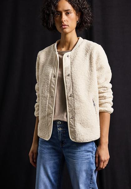 Teddy-Jacke mit Kapuze soft fawn beige