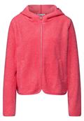 Teddy-Jacke mit Kapuze striking coral