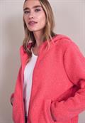 Teddy-Jacke mit Kapuze striking coral