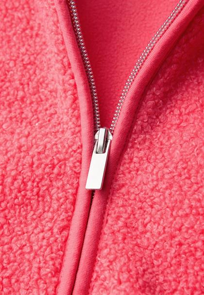 Teddy-Jacke mit Kapuze striking coral