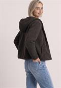 Teddy-Jacke mit Kapuze und Taschen black coffee