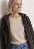 Teddy-Jacke mit Kapuze und Taschen black coffee