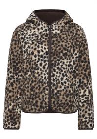 Teddy-Jacke mit Leo-Muster sanded beige