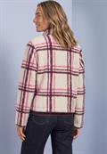 Teddy-Jacke mit Rundhals und Karomuster rustic rouge