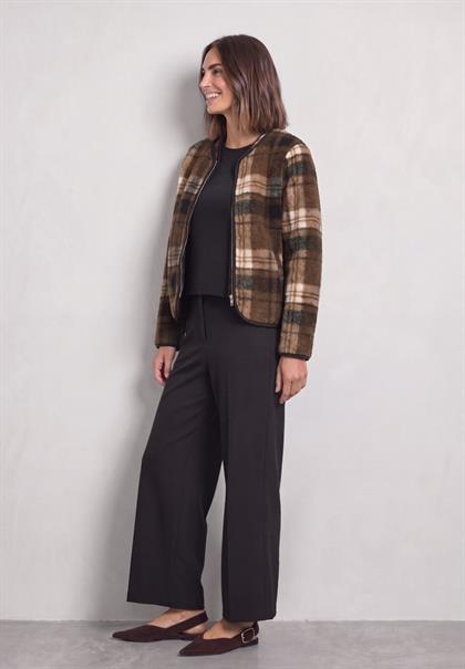 Teddy-Jacke mit Rundhals und Print obsidian blue
