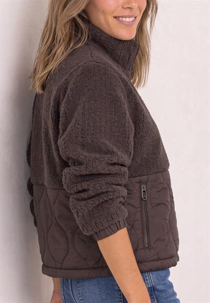 Teddy-Jacke mit Softshelldetails plummy brown