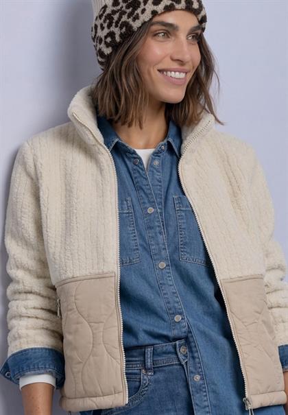 Teddy-Jacke mit Softshelldetails soft fawn beige