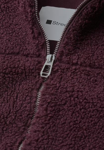 Teddy-Jacke mit Stehkragen und Zipper rustic rouge