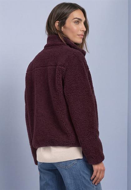 Teddy-Jacke mit Stehkragen und Zipper rustic rouge