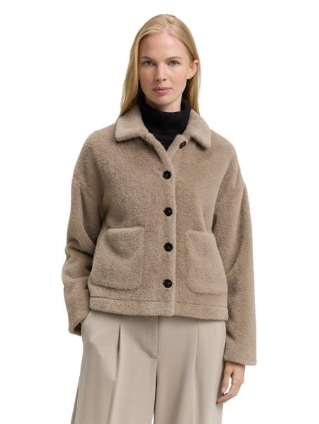 Teddy Jacke mit Taschen soft taupe grey