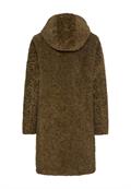 Teddy Mantel mit Kapuze dark khaki