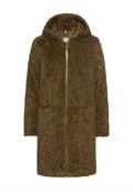 Teddy Mantel mit Kapuze dark khaki