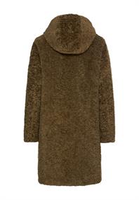 Teddy Mantel mit Kapuze dark khaki