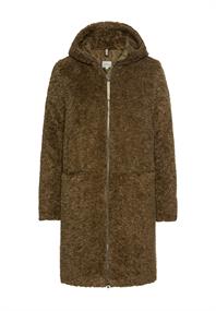 Teddy Mantel mit Kapuze dark khaki