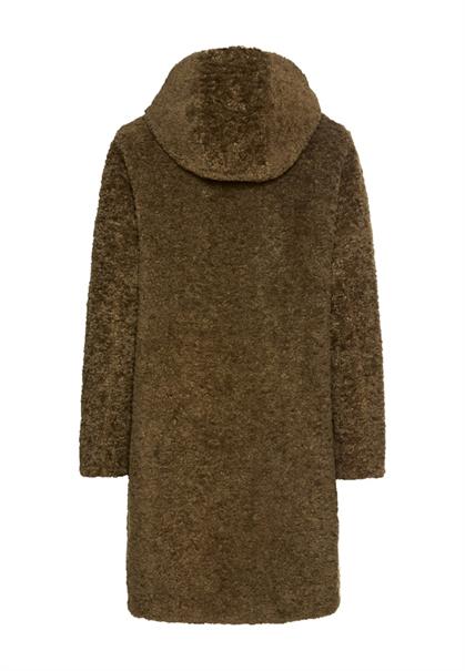 Teddy Mantel mit Kapuze dark khaki