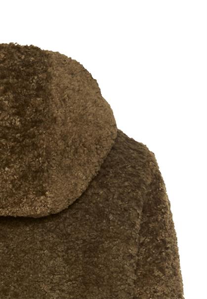 Teddy Mantel mit Kapuze dark khaki