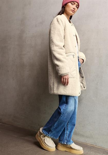 Teddy-Mantel mit Kapuze savannah sand